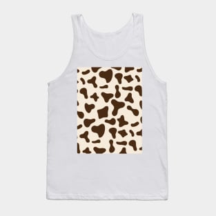 Chocolate Dairy Cow Print Pattern on Milk Background Tank Top